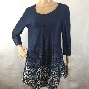 Tunic Top Bai Sheng GT Blouse 3/4 Sleeve Pleated